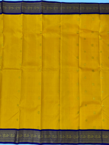 Exclusive Kanchivaram Korvai Pure Silk Pure Zari Silk Saree | Mango Yellow & Purple | Gold Zari | Handwoven | Ships from California